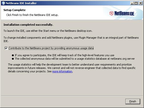Fin installation de netbeans