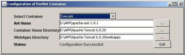 Fin installation portlet container