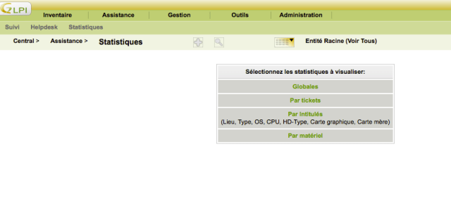 Diverses statistique de GLPI